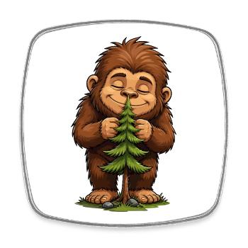 Kuscheliger Bigfoot mit Tannenbaum - Viereckiger Kühlschrankmagnet - Weiß - Vorne
