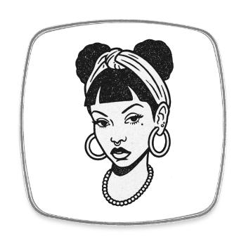 Portrait féminin noir #9 - Magnet carré - blanc - Devant