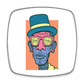 Hip Hop Face #7 - Magnet carré - blanc - Devant