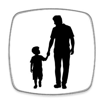 Family Silhouette Dear Children Parents Mom Dad - Square fridge magnet - white - Front