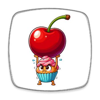 Cherry Kraft Cupcake Hero - Square fridge magnet - white - Front