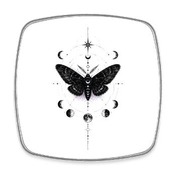 Moonlit Moth in Celestial Ring - Square fridge magnet - white - Front