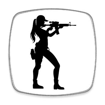 Femme Soldat - Magnet carré - blanc - Devant