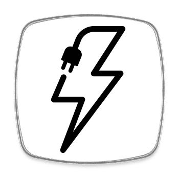 Elektriker Blitz Stecker Energie Symbol - Viereckiger Kühlschrankmagnet - Weiß - Vorne