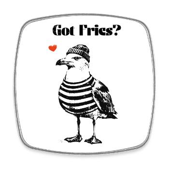 Got Fries? Möwe - Viereckiger Kühlschrankmagnet - Weiß - Vorne