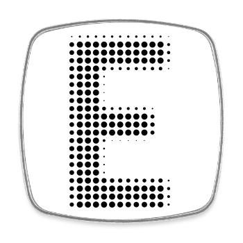 Buchstabe E – Punktmuster Initial Design - Viereckiger Kühlschrankmagnet - Weiß - Vorne