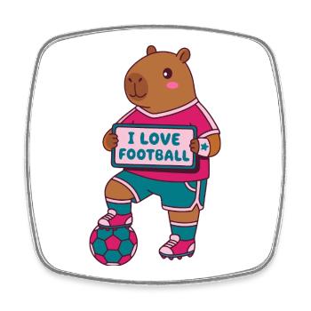 Capybara de football - Design de tee - Cadeau pour les fans de football - Magnet carré - blanc - Devant