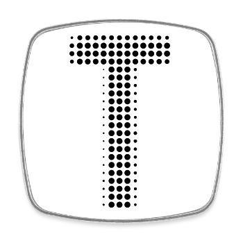 Buchstabe T – Punktmuster Initial Design - Viereckiger Kühlschrankmagnet - Weiß - Vorne