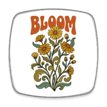 Vintage Sunflower Retro Bloom - Square fridge magnet - white - Front