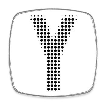 Buchstabe Y – Punktmuster Initial Design - Viereckiger Kühlschrankmagnet - Weiß - Vorne