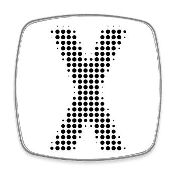 Buchstabe X – Punktmuster Initial Design - Viereckiger Kühlschrankmagnet - Weiß - Vorne