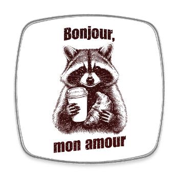 Bonjour mon amour - Viereckiger Kühlschrankmagnet - Weiß - Vorne
