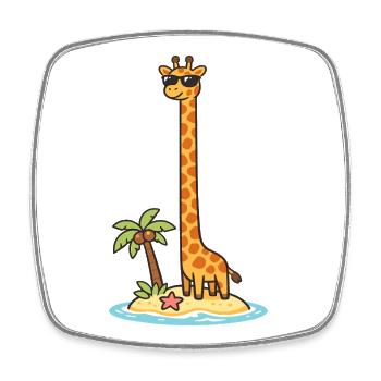 Giraffe mit Sonnenbrille auf Insel - Viereckiger Kühlschrankmagnet - Weiß - Vorne