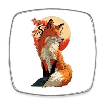 Fuchs Japan - Viereckiger Kühlschrankmagnet - Weiß - Vorne