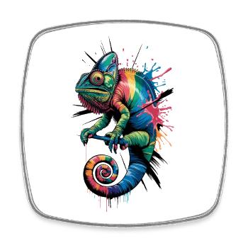 Colorful chameleon artwork for creatives and - Square fridge magnet - white - Front