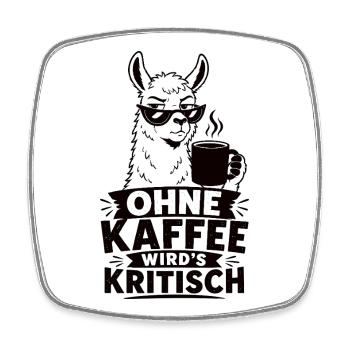 Lama Ohne Kaffee wird’s kritisch Shirt - Viereckiger Kühlschrankmagnet - Weiß - Vorne
