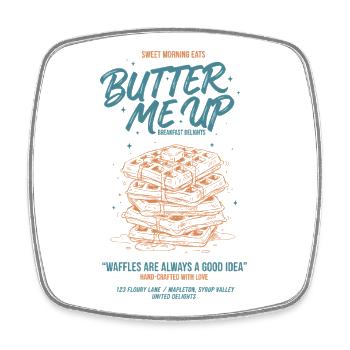 Breakfast Funny Brunch Coffee Butter Me Up - Square fridge magnet - white - Front