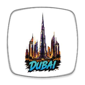 Dubai Skyline Neon Effect - Square fridge magnet - white - Front
