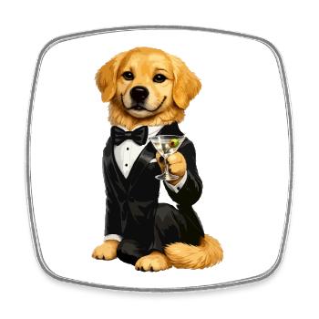 Golden Retriever James - Square fridge magnet - white - Front