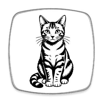 chat - Magnet carré - blanc - Devant