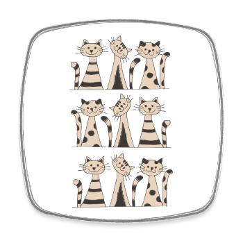 9 Cat Life - Square fridge magnet - white - Front