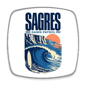 Sagres Dawn Patrol Surfing an der Atlantikküste der Algarve - Viereckiger Kühlschrankmagnet - Weiß - Vorne