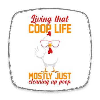 Farmer Rooster Flock Poultry Chicken - Viereckiger Kühlschrankmagnet - Weiß - Vorne