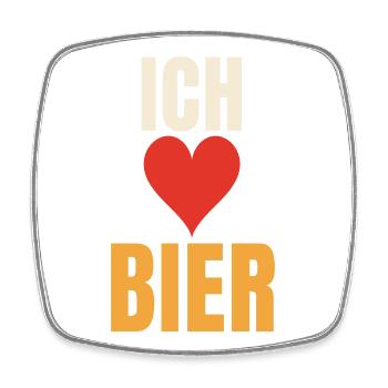 Ich liebe Bier Herz Spruch Bierliebhaber Geschenk - Viereckiger Kühlschrankmagnet - Weiß - Vorne