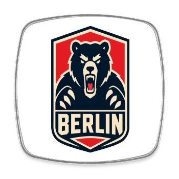 Berlin Bär Schild – Kraftvolles Logo - Viereckiger Kühlschrankmagnet - Weiß - Vorne