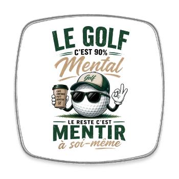 Golf Humour Homme T-Shirt Mental de Golfeur - Magnet carré - blanc - Devant