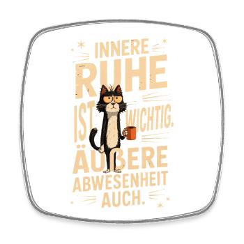 Cat with Coffee Inner Peace - Square fridge magnet - white - Front