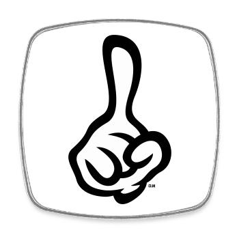 Erhobener Zeigefinger (Finger / Rechte Hand / 2C) - Viereckiger Kühlschrankmagnet - Weiß - Vorne