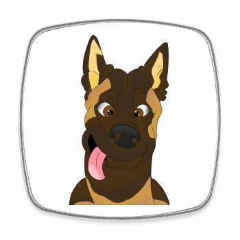 Chien cartoon visage joyeux - Magnet carré - blanc - Devant