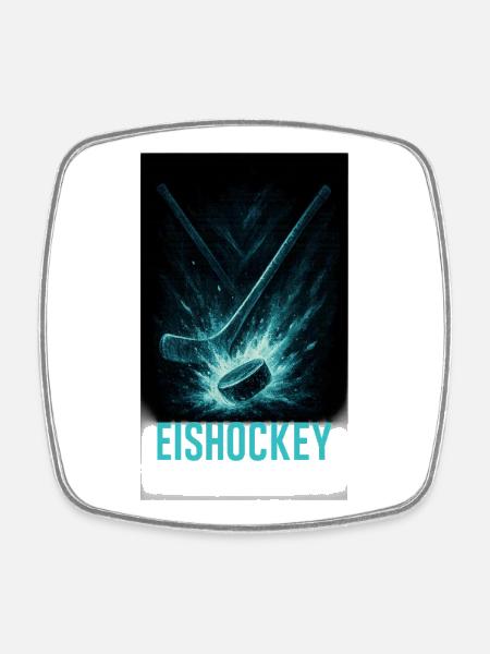 Puissance du hockey sur glace : Stick & Puck - Magnet carré - blanc