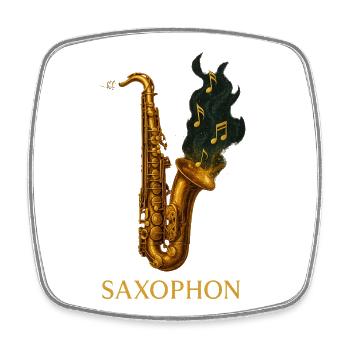 Saxophon im Feuermagie-Design - Viereckiger Kühlschrankmagnet - Weiß - Vorne
