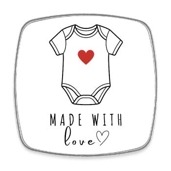 Made with Love Babybody Design - Viereckiger Kühlschrankmagnet - Weiß - Vorne