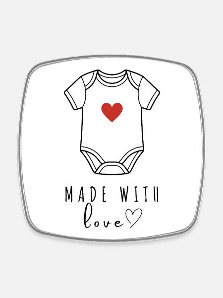 Design de combinaison Made with Love Baby - Magnet carré - blanc