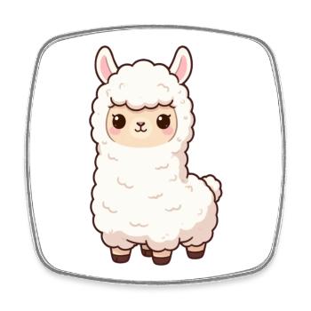 Alpaka Kawaii Geschenk Geburtstag  - Viereckiger Kühlschrankmagnet - Weiß - Vorne