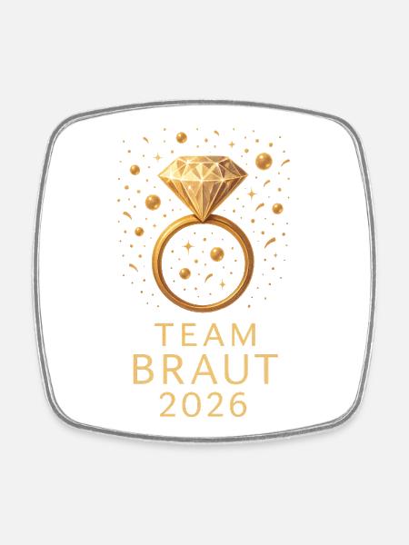 Team Braut 2026 Diamant Ring - Viereckiger Kühlschrankmagnet - Weiß