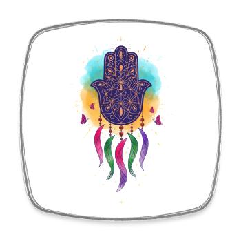 Spiritualité Géométrie Sacrée Fleur de Lotus Zen - Magnet carré - blanc - Devant