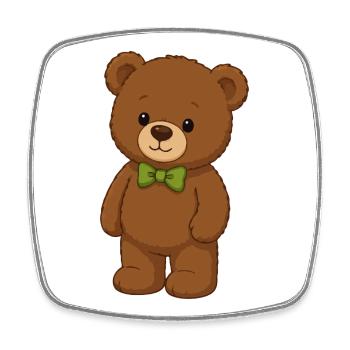 Shaggy bear with green bow tie - Square fridge magnet - white - Front