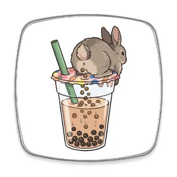 Bubble Tea Boba Drôle de Lapin mignon - Magnet carré - blanc - Devant