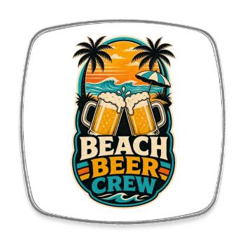 Beach Beer Crew Shirt - Viereckiger Kühlschrankmagnet - Weiß - Vorne