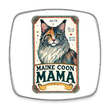 Maine Coon Mama Vintage Poster - Square fridge magnet - white - Front