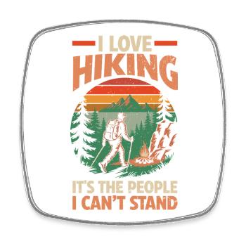 Hiking Mountain Trail Backpacking Outdoors Poaching - Square fridge magnet - white - Front