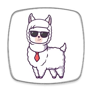 Llama cool avec cravate à lunettes de soleil - Magnet carré - blanc - Devant