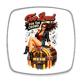 Pin-up rockabilly : trop bruyant pour la foule - Magnet carré - blanc - Devant