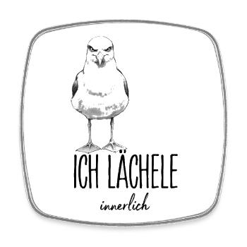 Ich Lächele Innerlich Krähe Rabe Sarkasmus Humor - Viereckiger Kühlschrankmagnet - Weiß - Vorne