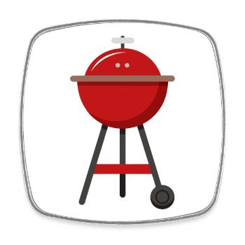 Barbecue barbecue - Magnet carré - blanc - Devant