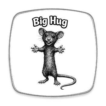 Big Hug Rat - Square fridge magnet - white - Front
